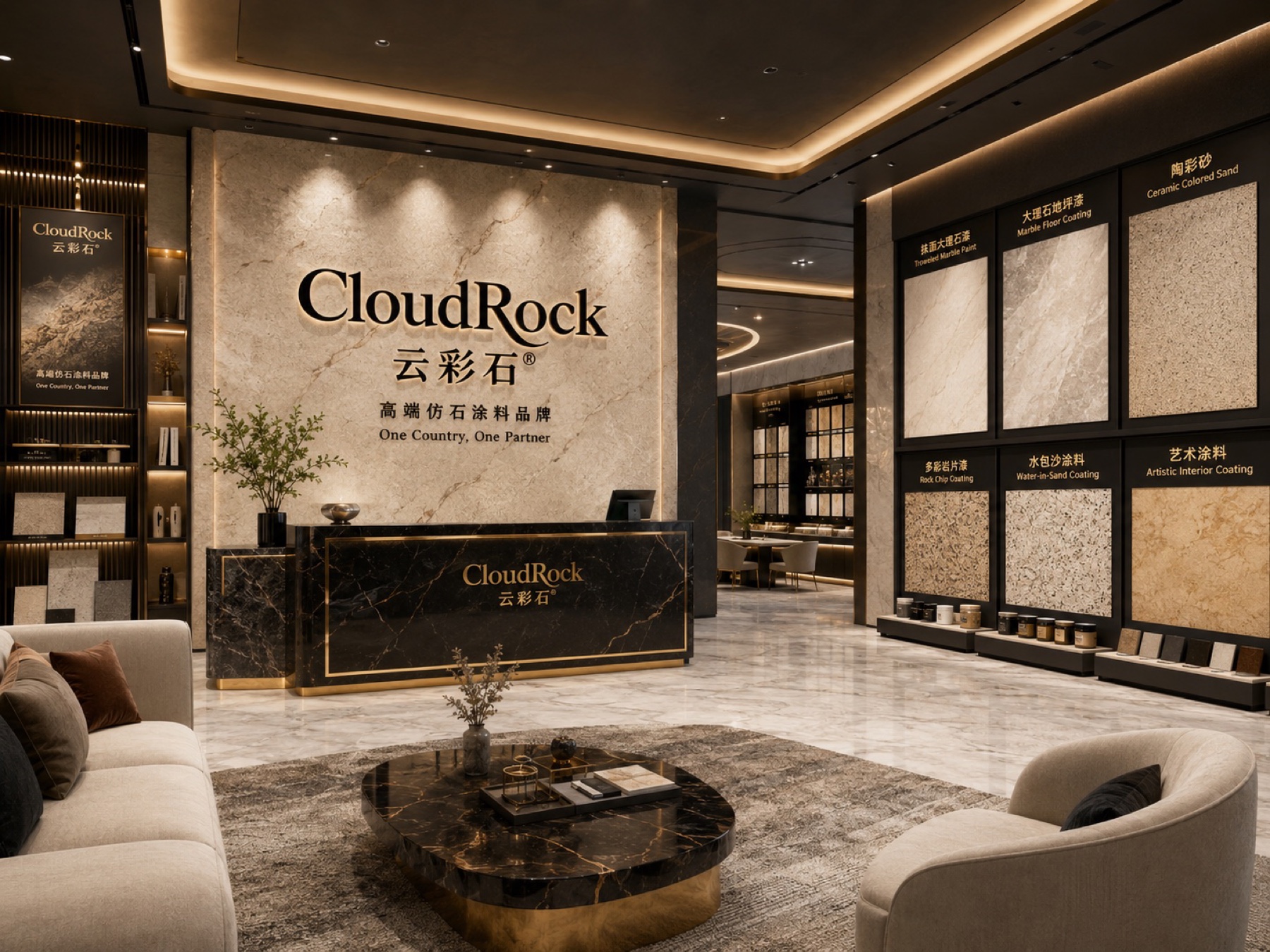 CloudRock showroom and decorative coating display