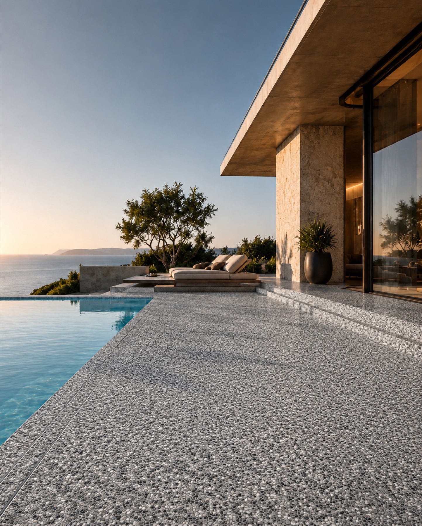 Resin-bound stone carpet terrace